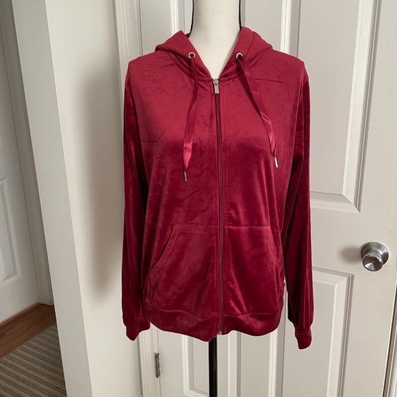 MessBebe Sportswear Women's Full-Zip Hoodie Size L Extra Large Red Wine - Picture 4 of 13
